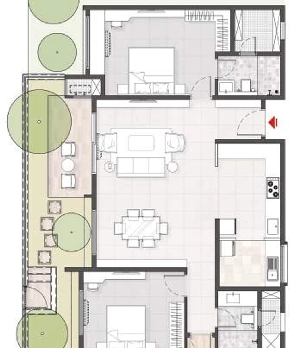 Floor plan, 3BHK BG