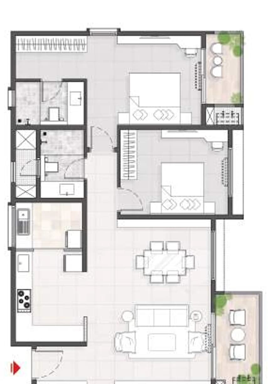 Floor plan, 3BHK D