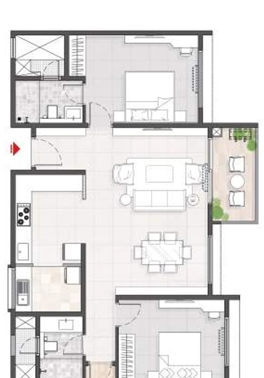 Floor plan, 3BHK E