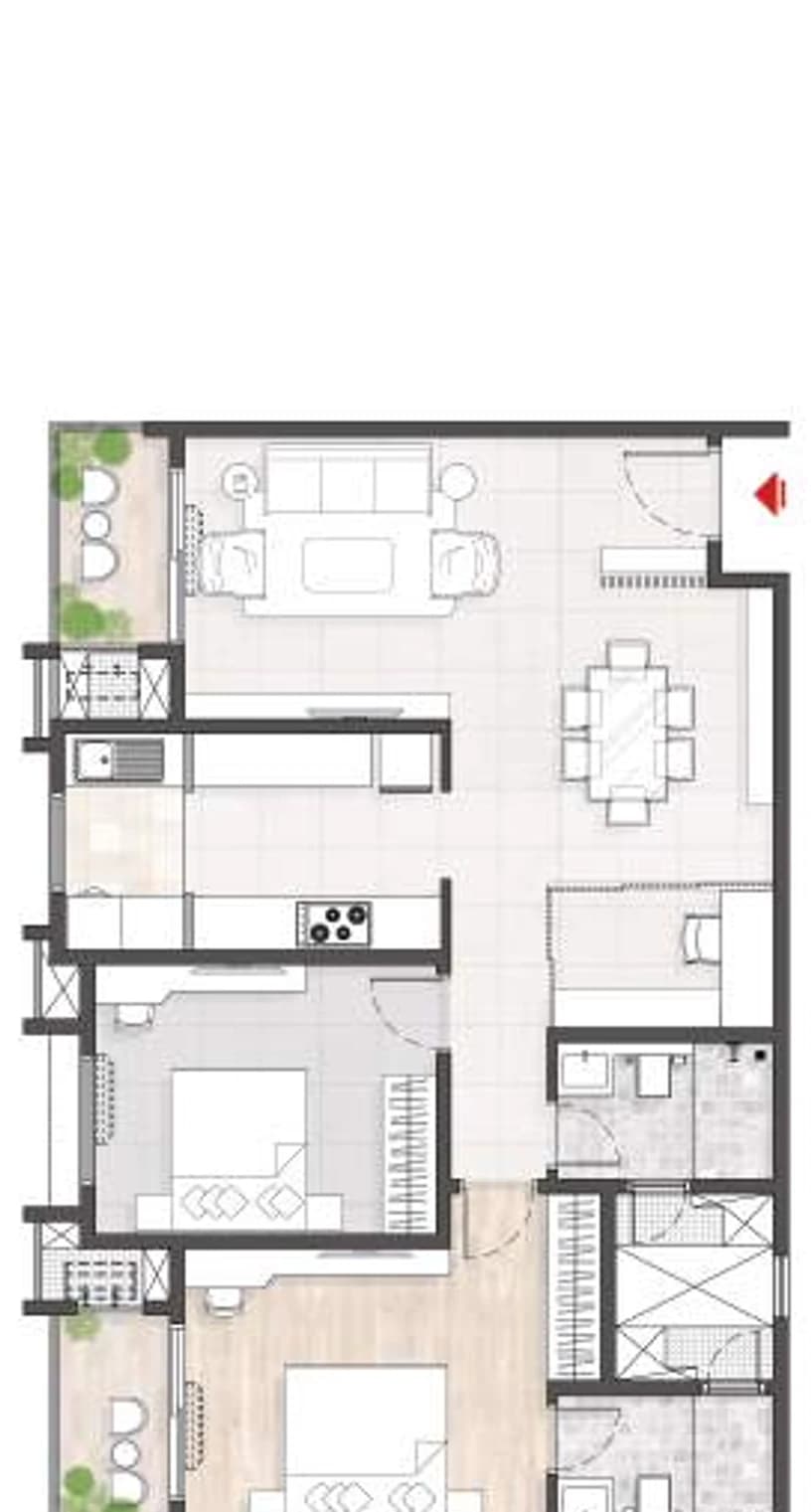 Floor plan, 2BHK K