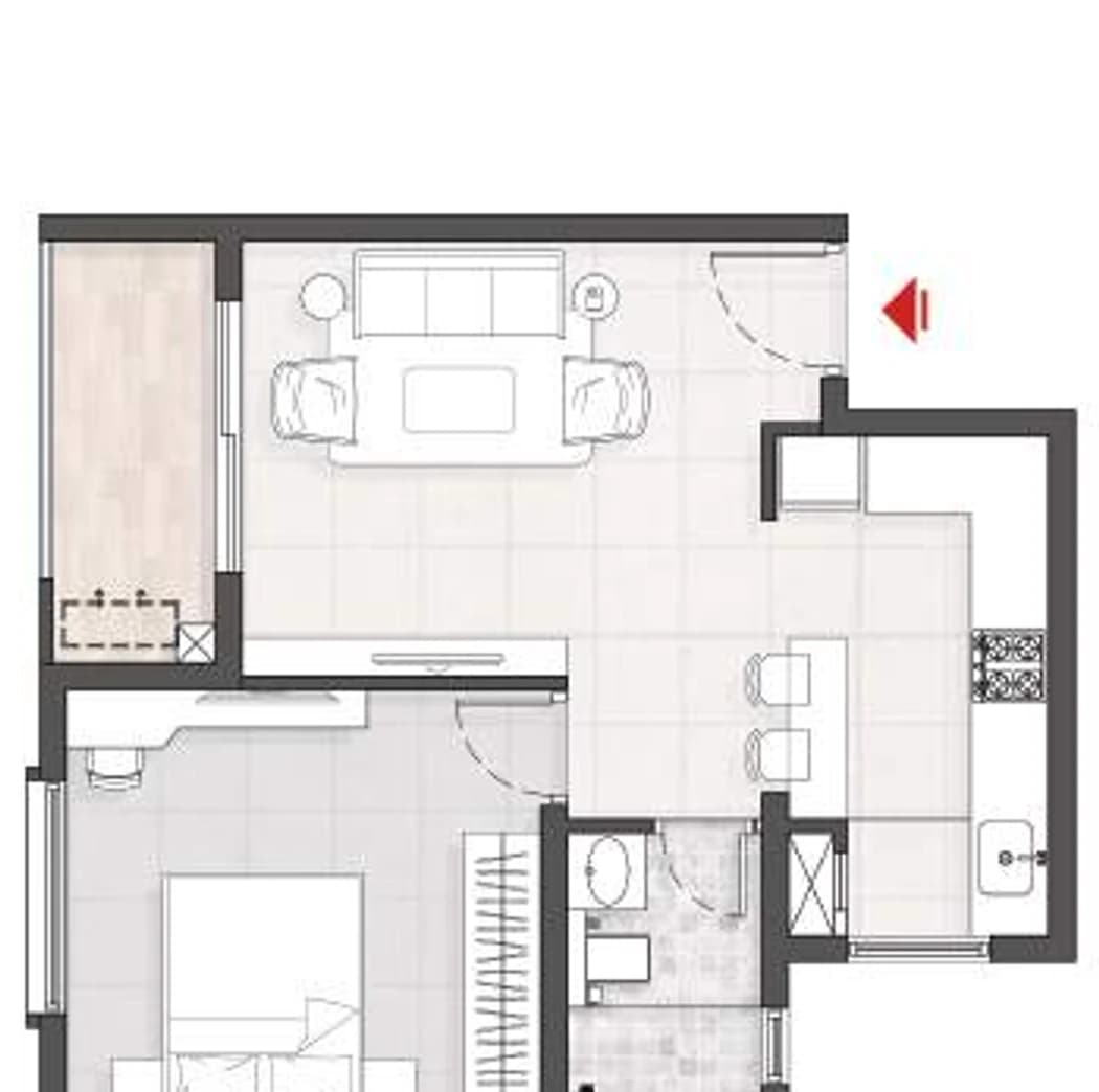 Floor plan, 1BHK M